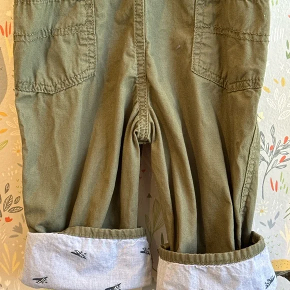 Oshkosh baby B’gosh 24 Month Airplane Lined/ Cuff Army Green Vestbak Overalls - Picture 12 of 15